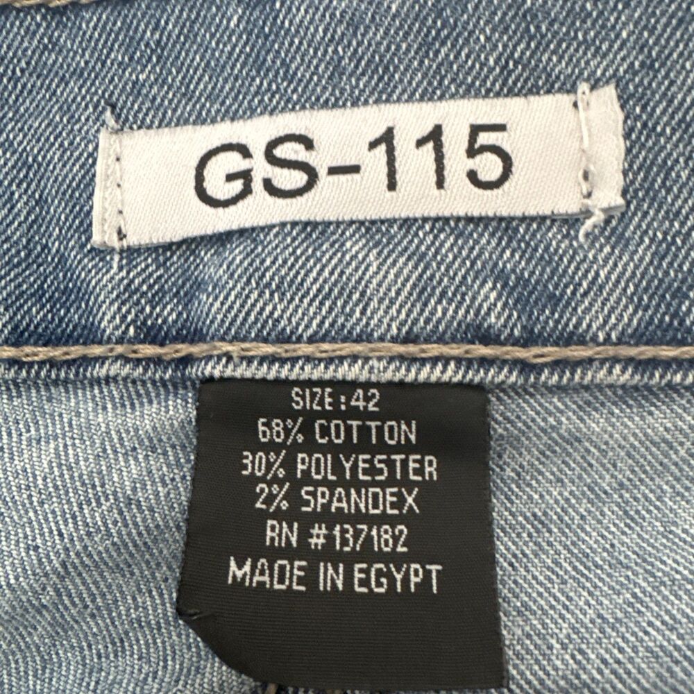 GS-115 Mens High Rise Skinny Distressed Stretch Blue Jeans Size 42 - Picture 5 of 14
